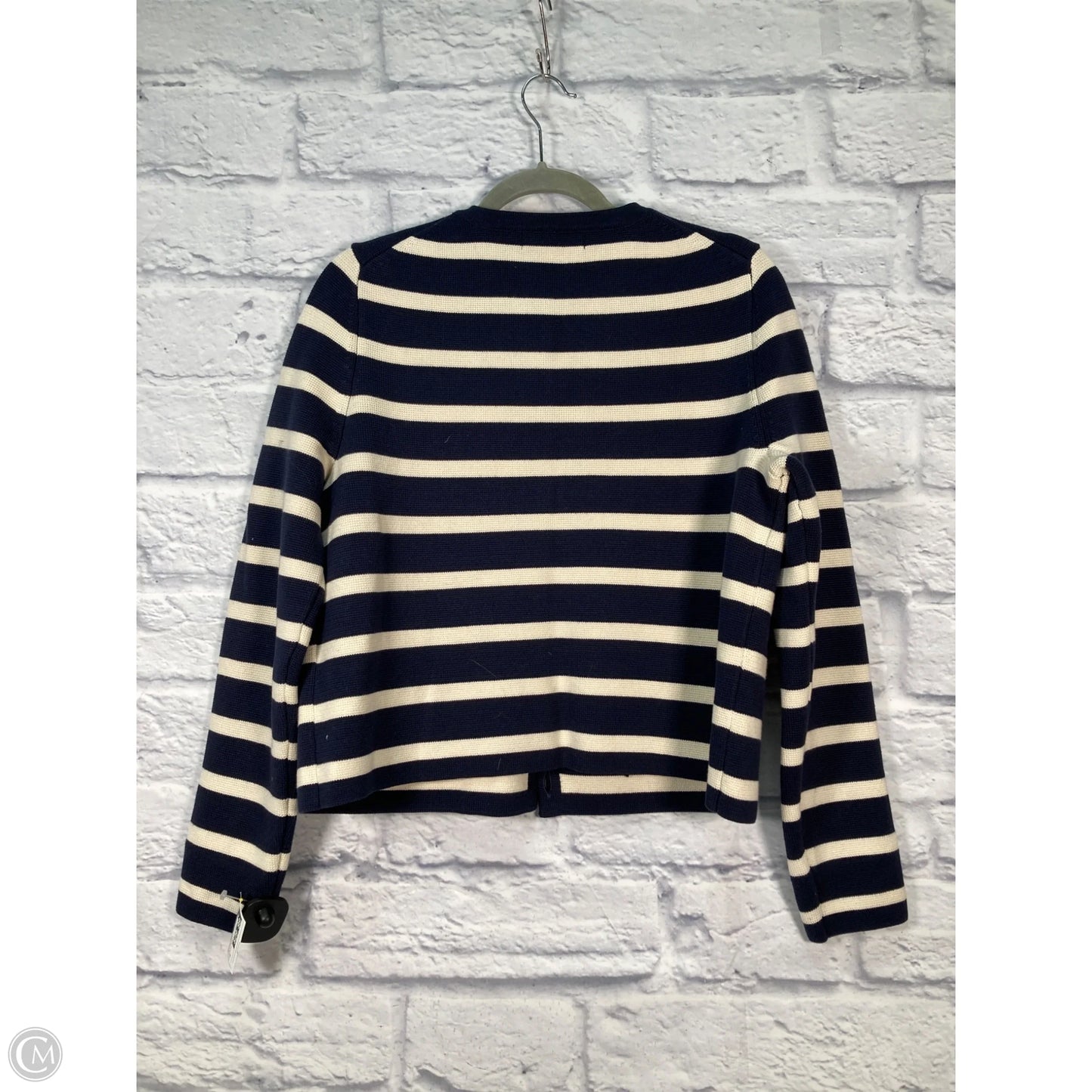 Sweater Cardigan By Boden In Blue & Cream, Size: M