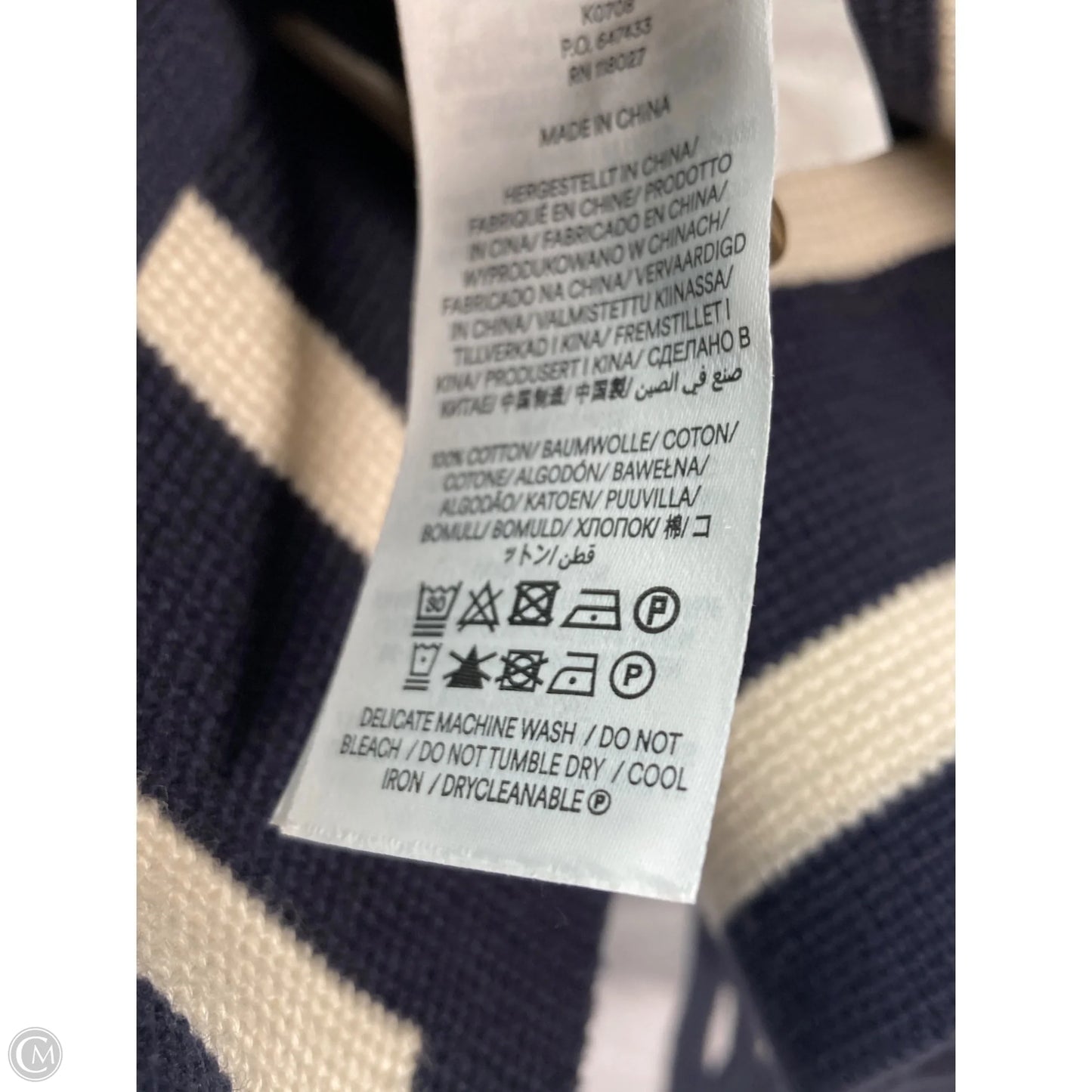 Sweater Cardigan By Boden In Blue & Cream, Size: M