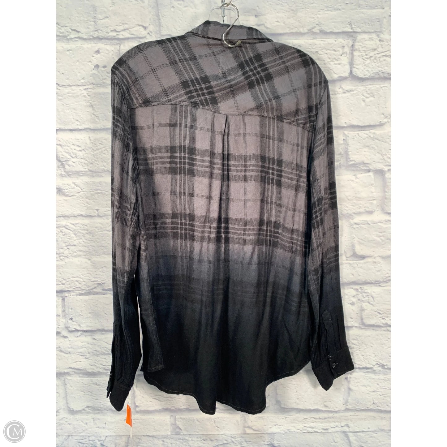 Top Long Sleeve By Rails In Black & Grey, Size: M