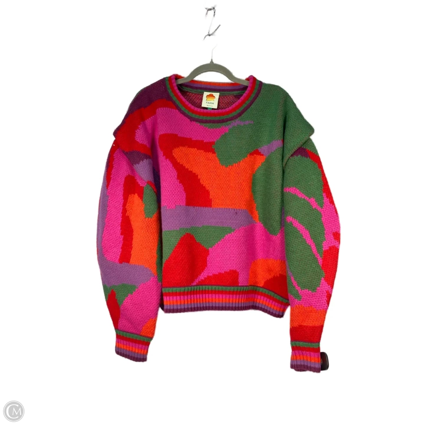 Sweater By Farm Rio In Green & Purple, Size: L