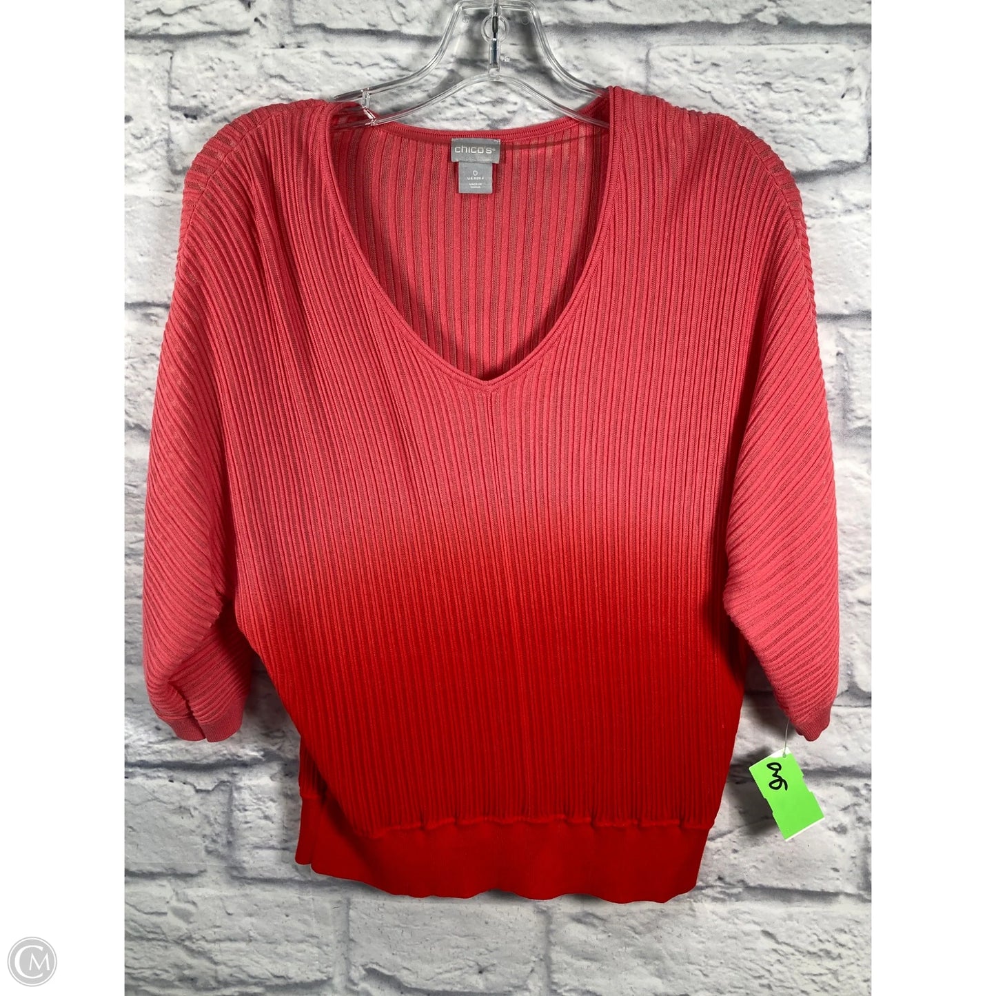Top Short Sleeve By Chicos In Pink & Red, Size: S