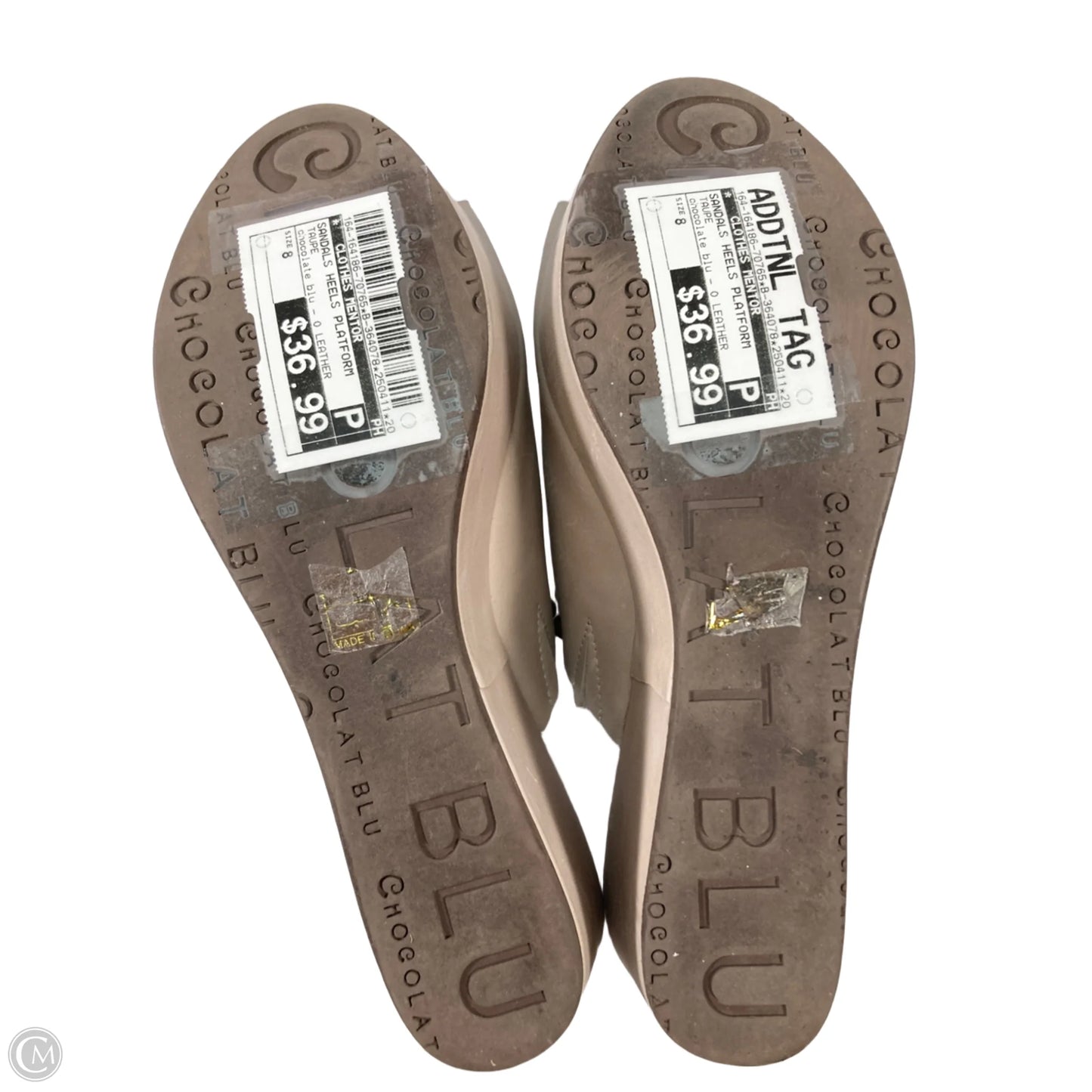 Sandals Heels Platform By Clothes Mentor In Taupe, Size: 8