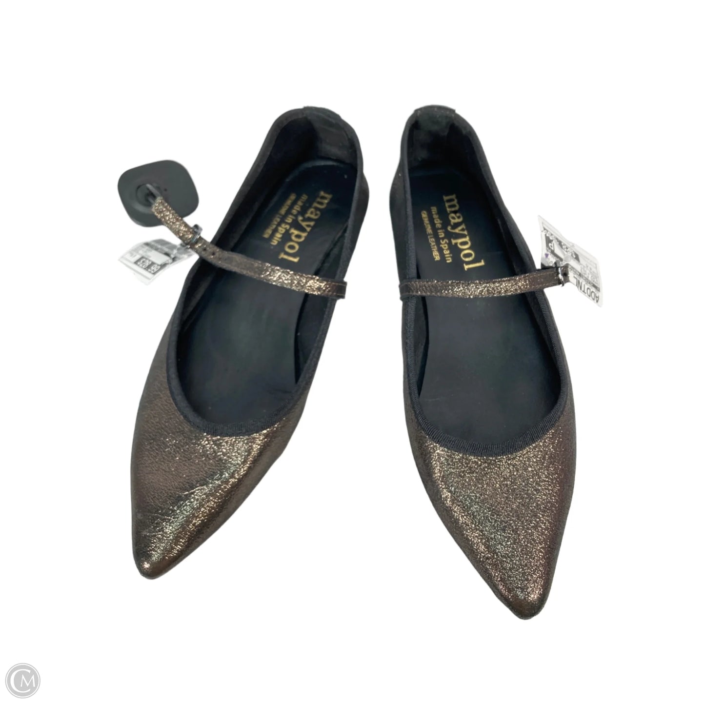 Shoes Flats By Clothes Mentor In Black & Gold, Size: 8.5