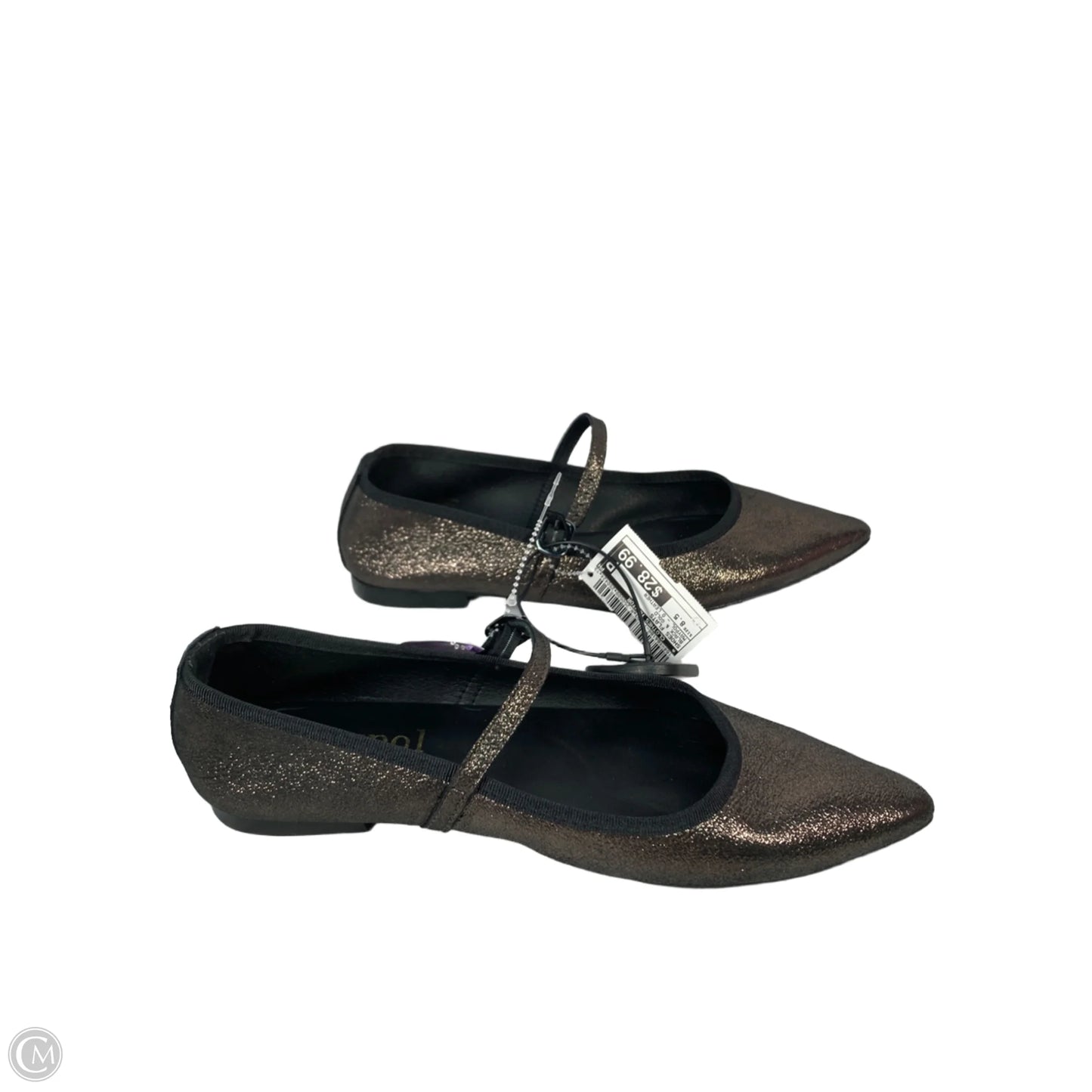 Shoes Flats By Clothes Mentor In Black & Gold, Size: 8.5