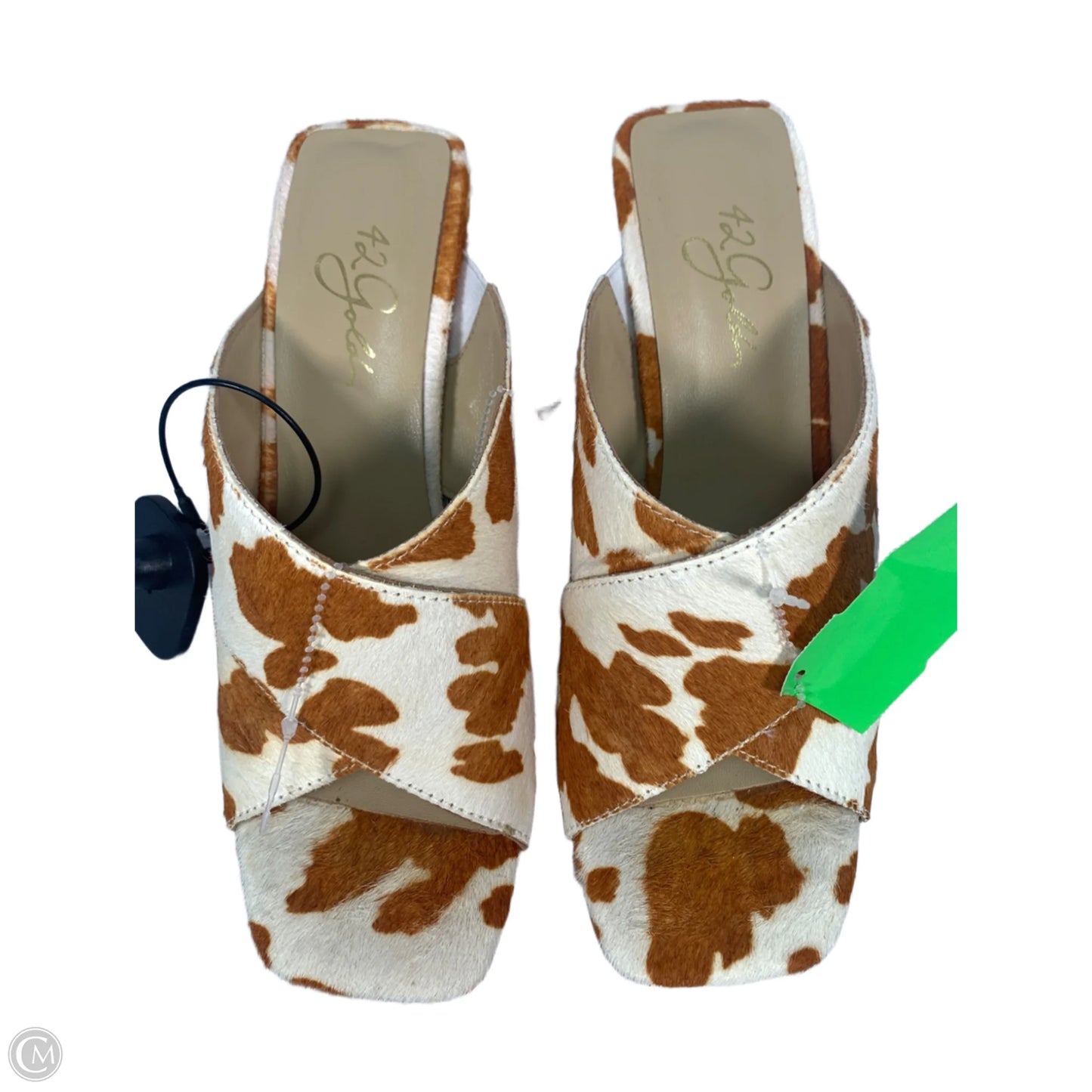 Sandals Heels Block By Clothes Mentor In Orange & White, Size: 8