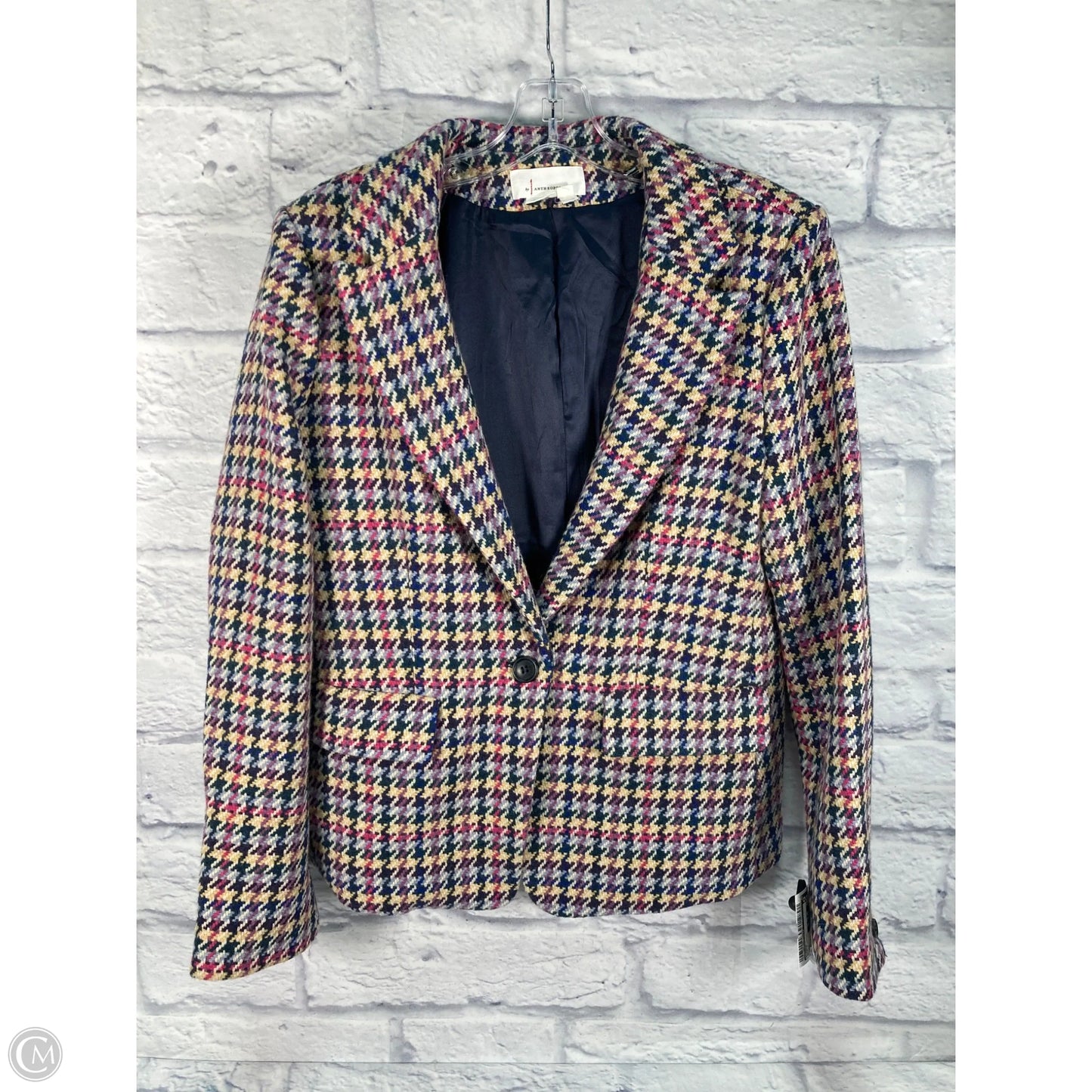 Blazer By Anthropologie In Blue & Cream, Size: M