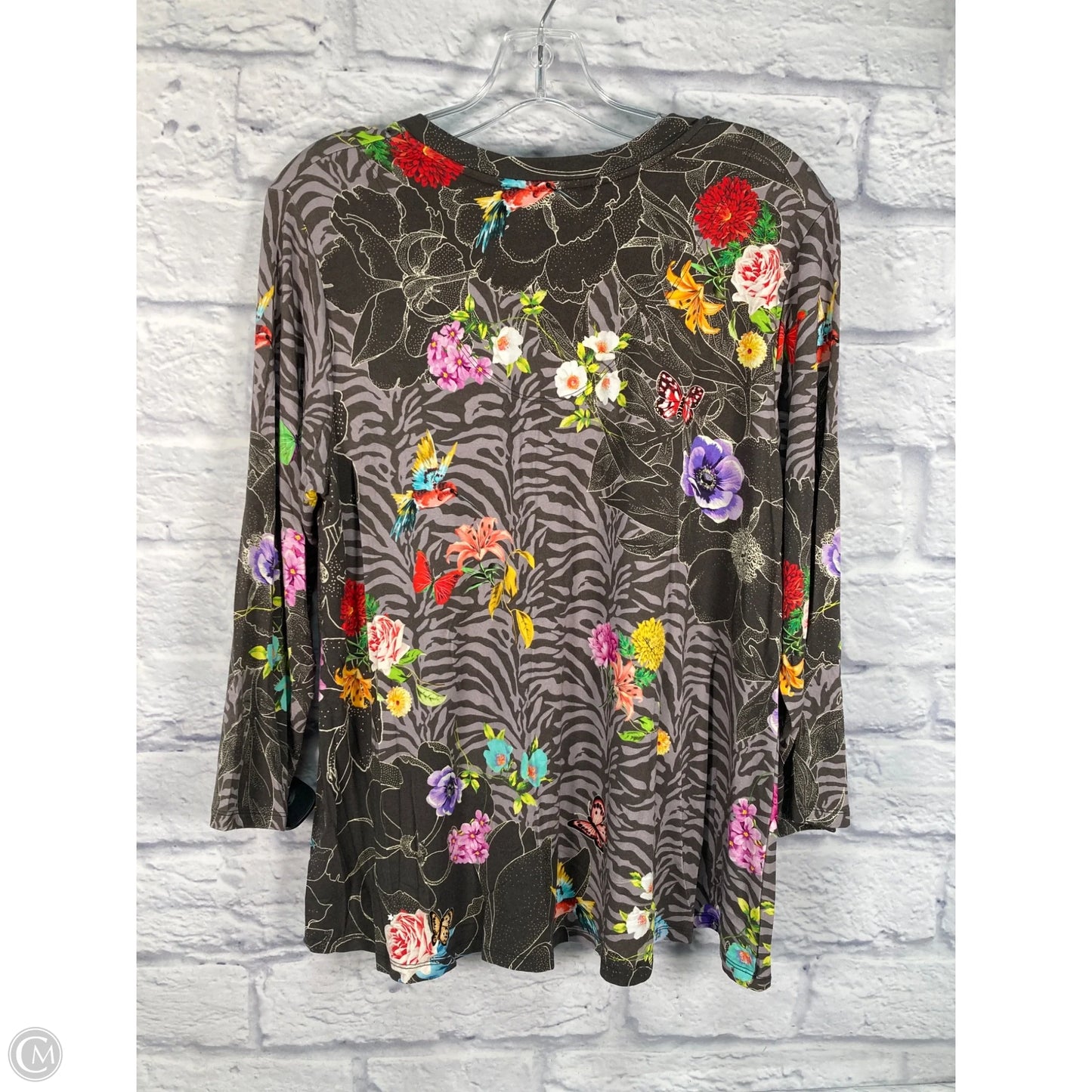 Top Long Sleeve By Johnny Was In Brown & Grey, Size: L