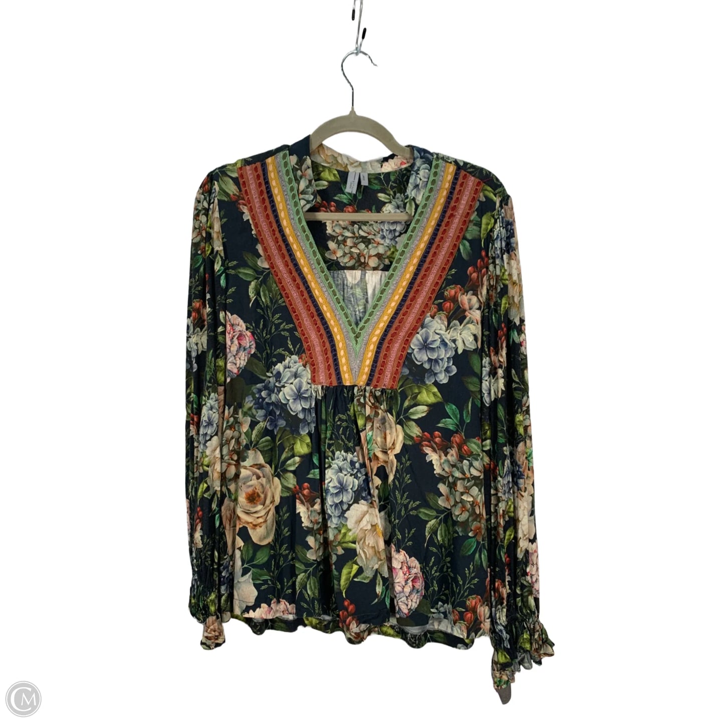 Top Long Sleeve By Blank London In Blue & Green, Size: L