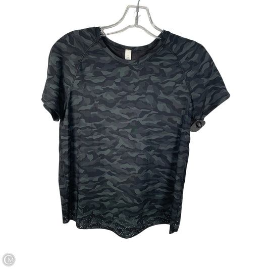 Athletic Top Short Sleeve By Lululemon In Black & Grey, Size: S