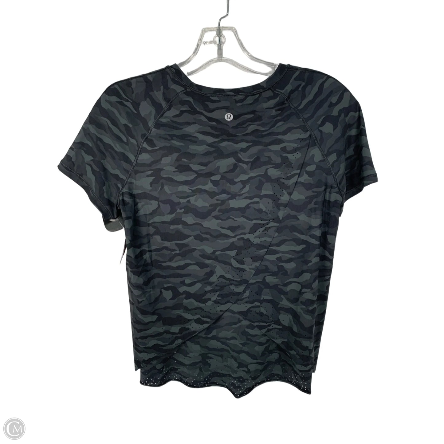 Athletic Top Short Sleeve By Lululemon In Black & Grey, Size: S