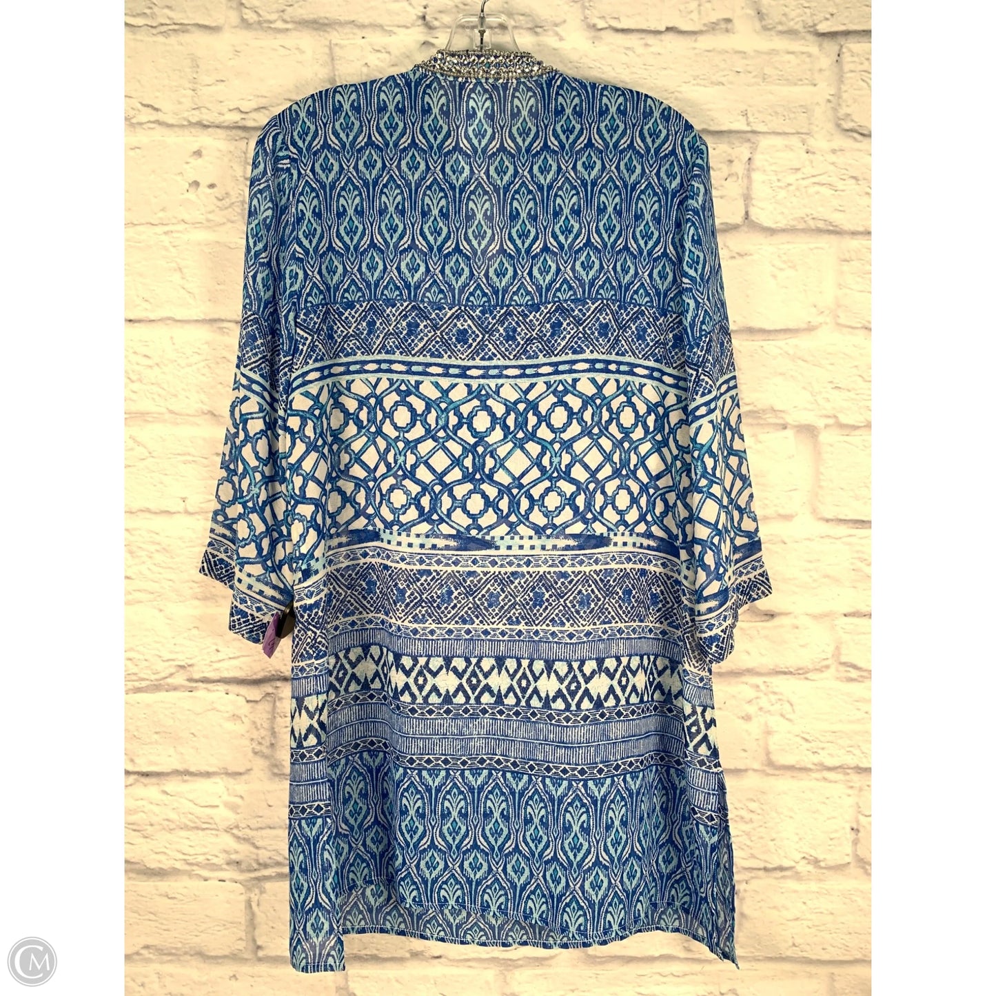 Tunic Long Sleeve By Chicos In Blue & Silver, Size: M