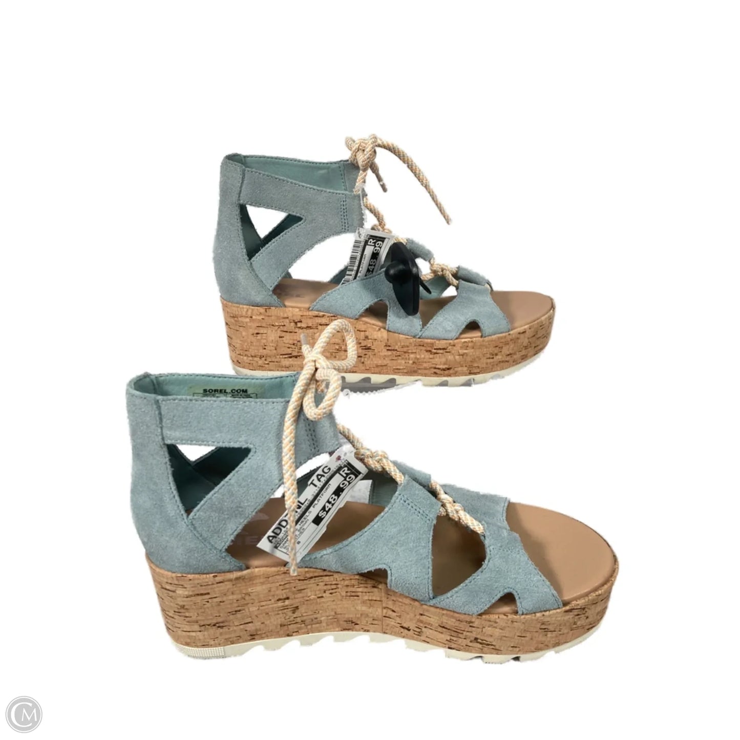 Sandals Heels Platform By Sorel In Blue & Brown, Size: 8