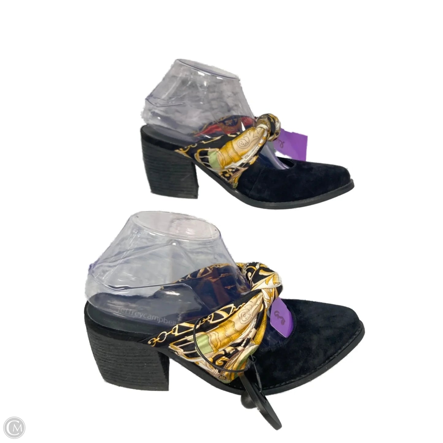 Shoes Heels Block By Jeffery Campbell In Black & Gold, Size: 7.5