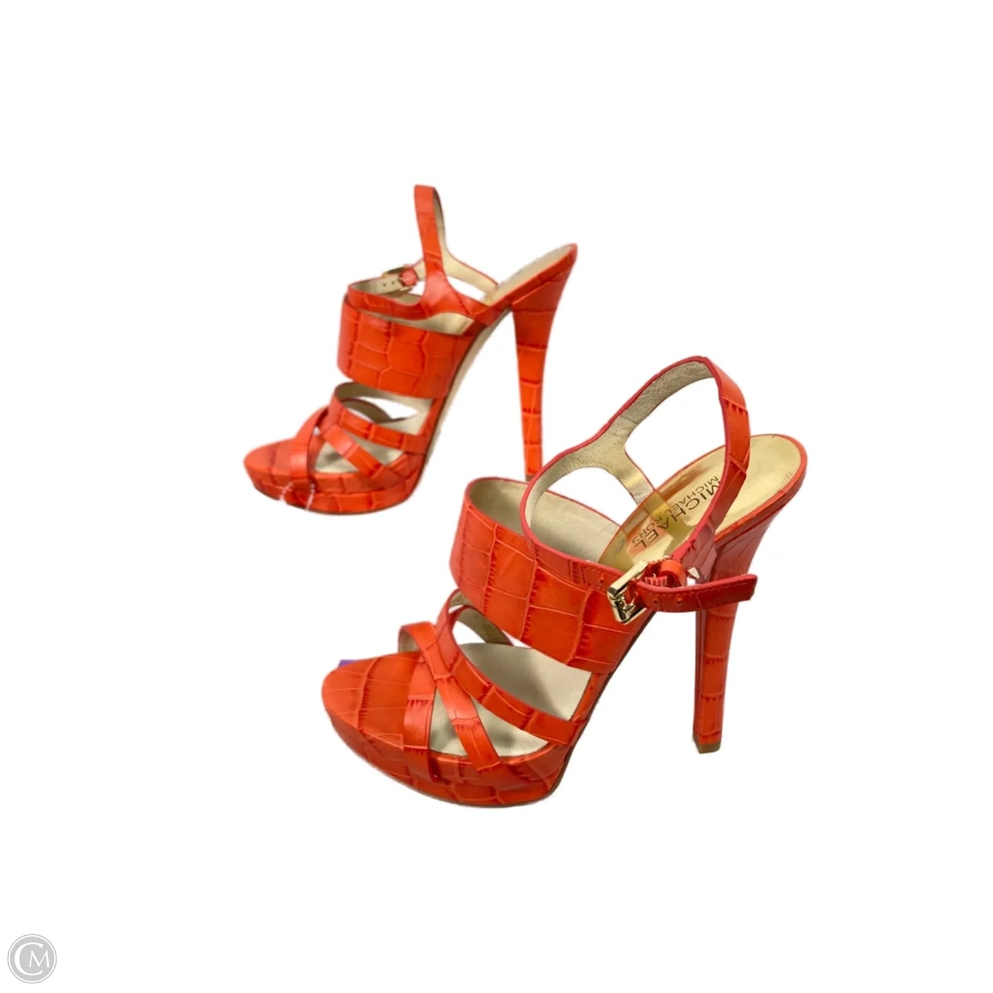 Sandals Heels Stiletto By Michael By Michael Kors In Orange, Size: 9