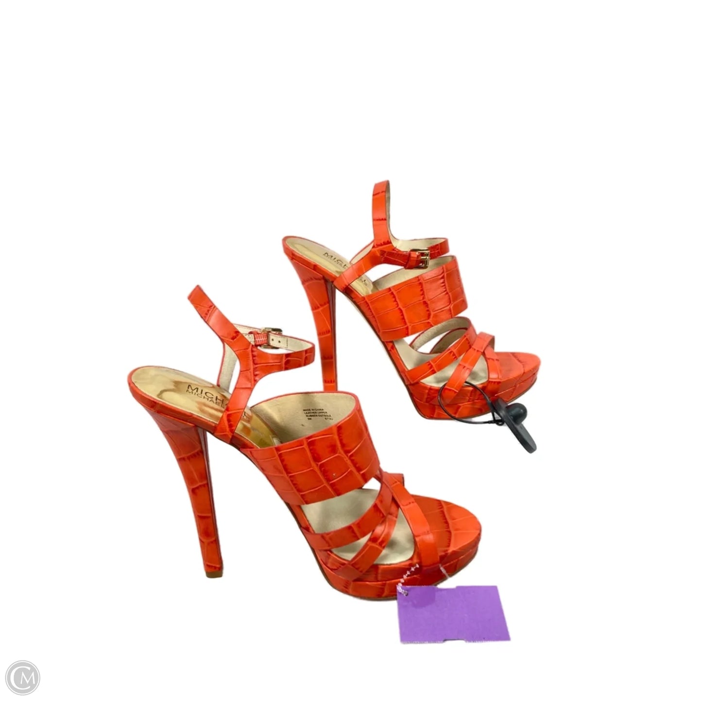 Sandals Heels Stiletto By Michael By Michael Kors In Orange, Size: 9
