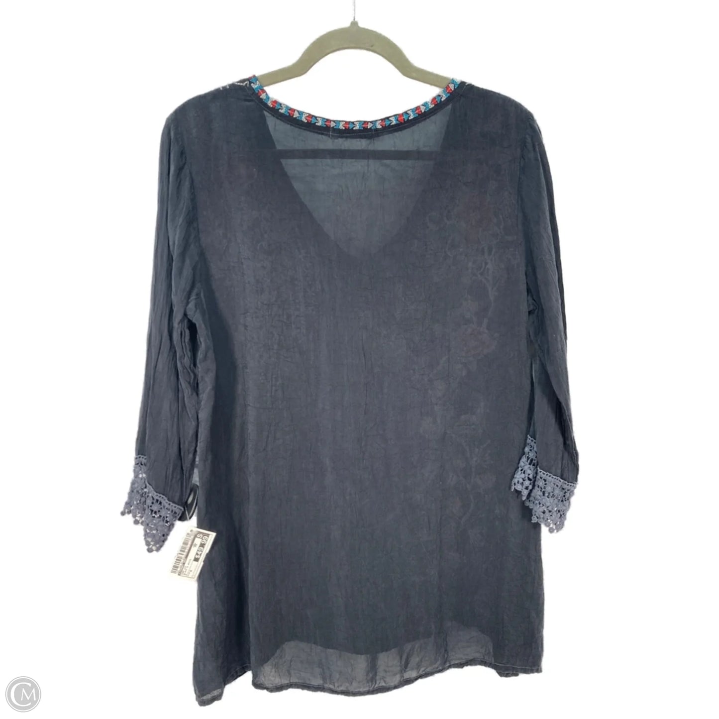 Top Long Sleeve By Johnny Was In Black & White, Size: S