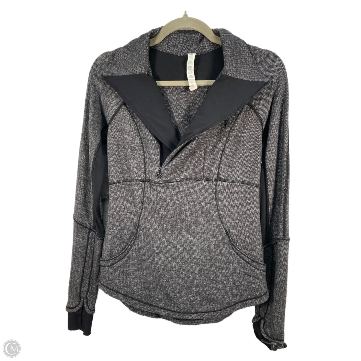 Athletic Jacket By Lululemon In Black & Grey, Size: S