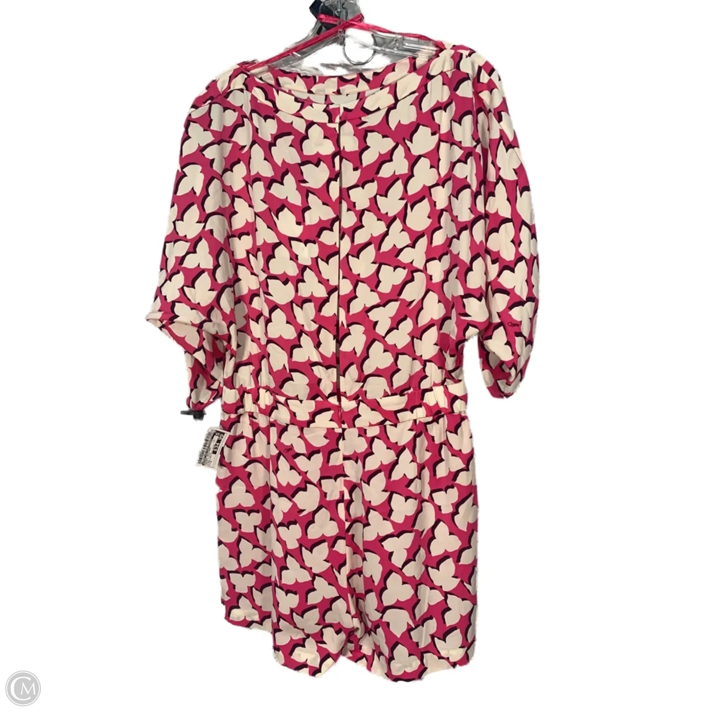Romper Designer By Diane Von Furstenberg In Cream & Pink, Size: M