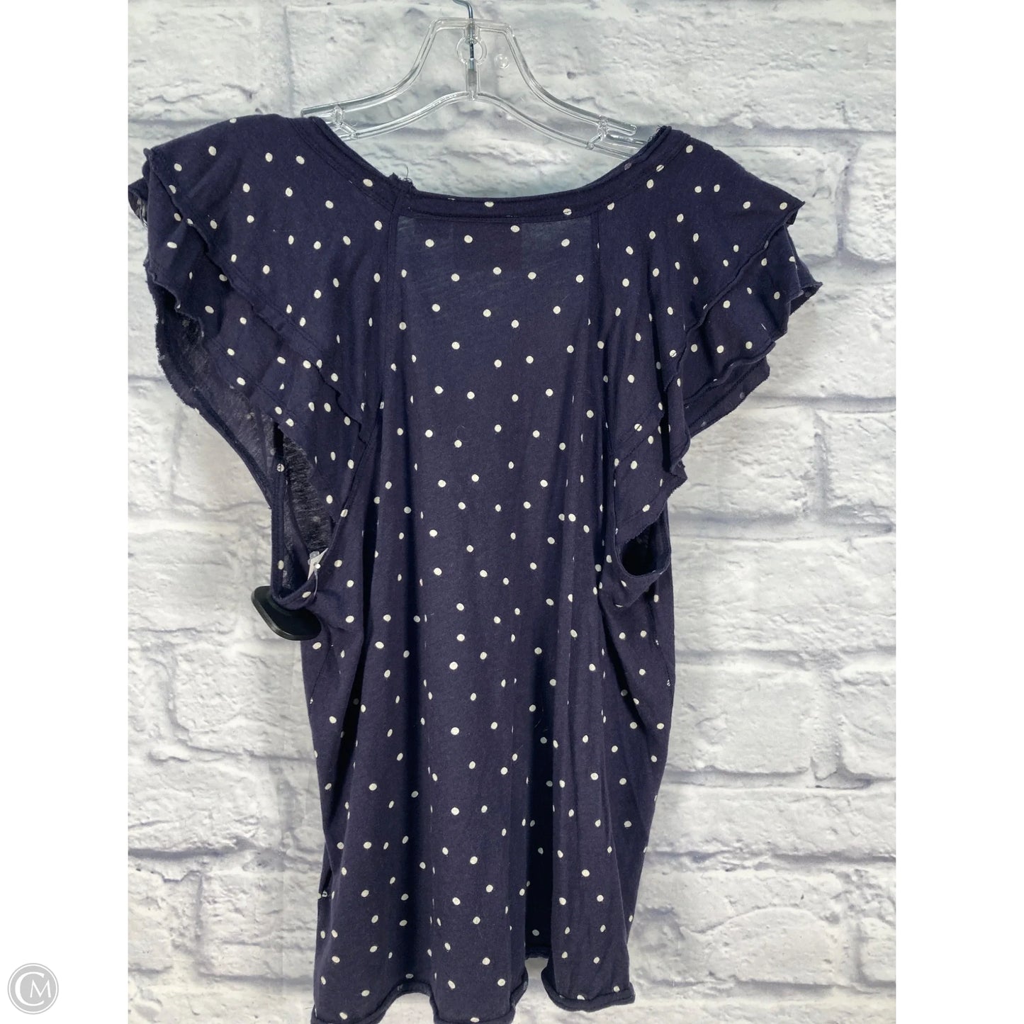 Top Short Sleeve By Maeve In Blue & Cream, Size: L