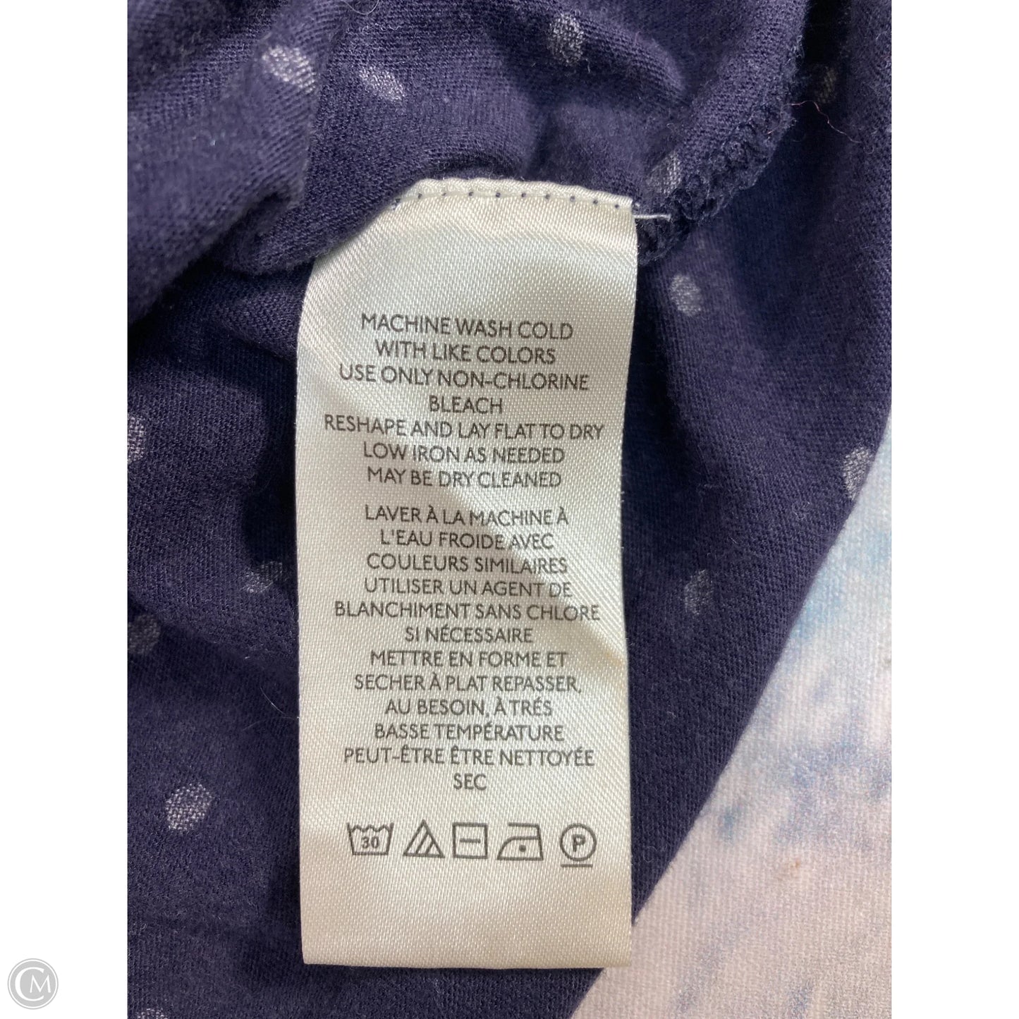 Top Short Sleeve By Maeve In Blue & Cream, Size: L