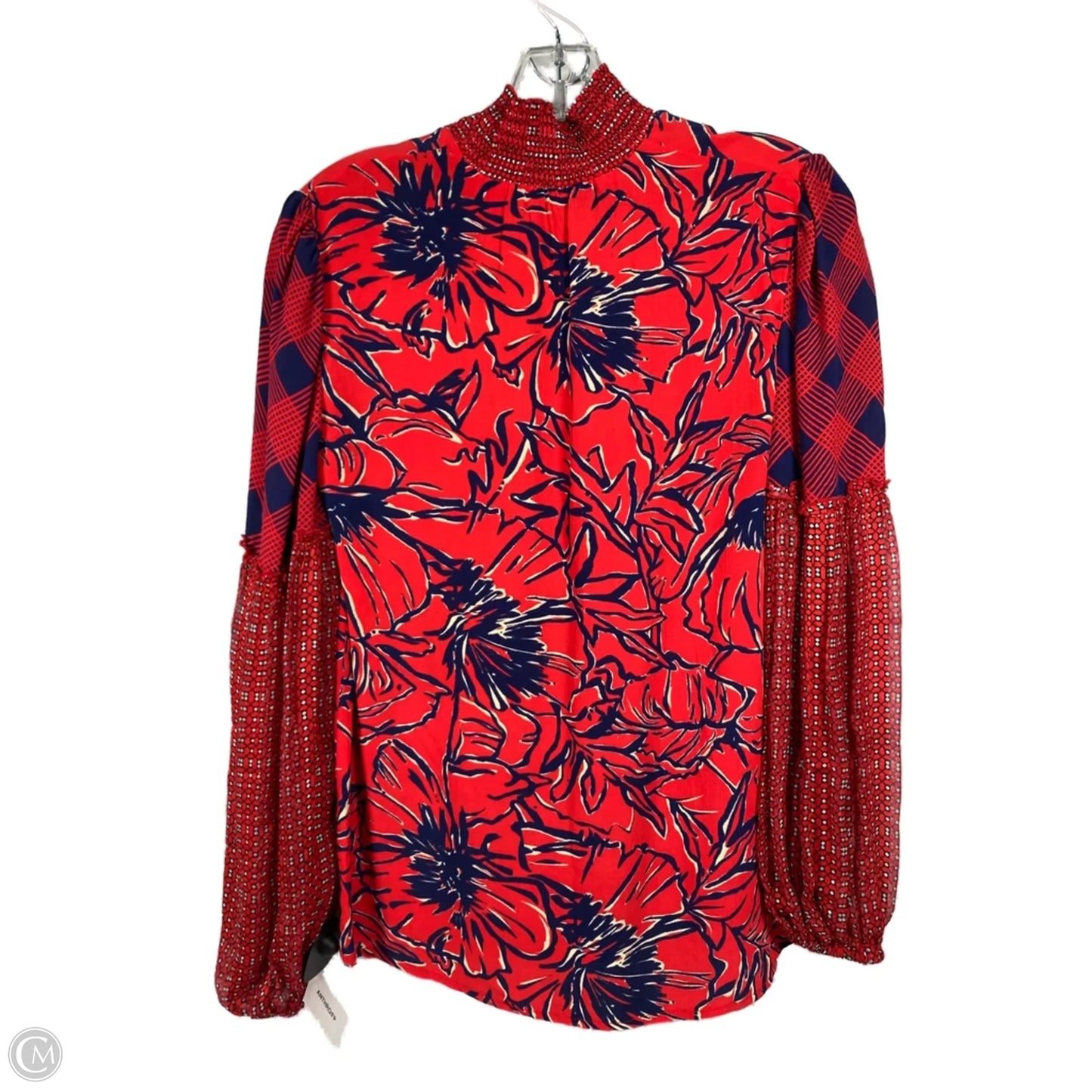 Blouse Long Sleeve By Blank London In Blue & Red, Size: Xs