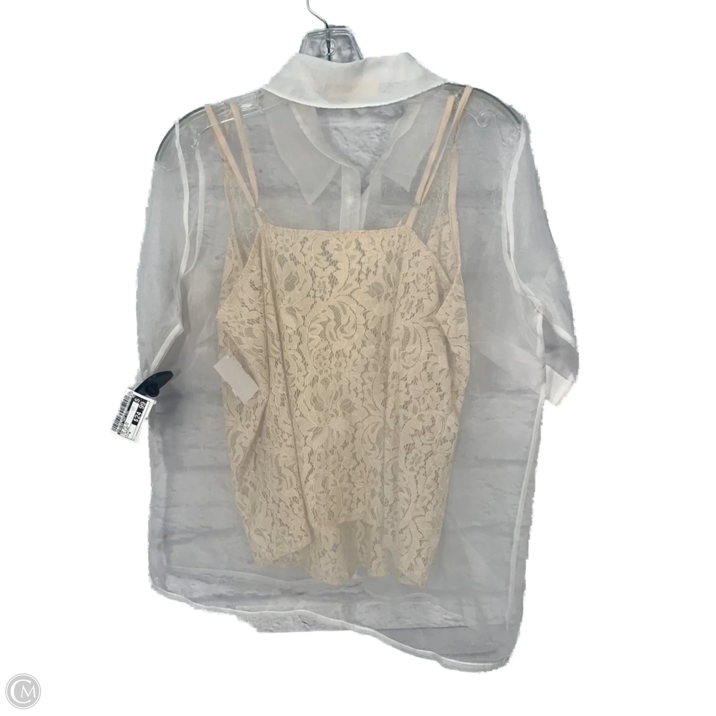 Top 2pc Short Sleeve By Forever That Girl In Tan & White, Size: M