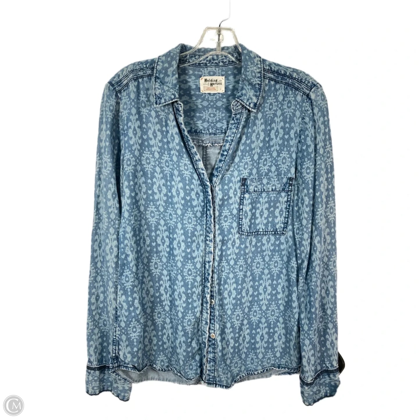 Top Long Sleeve By Holding Horses In Blue, Size: S