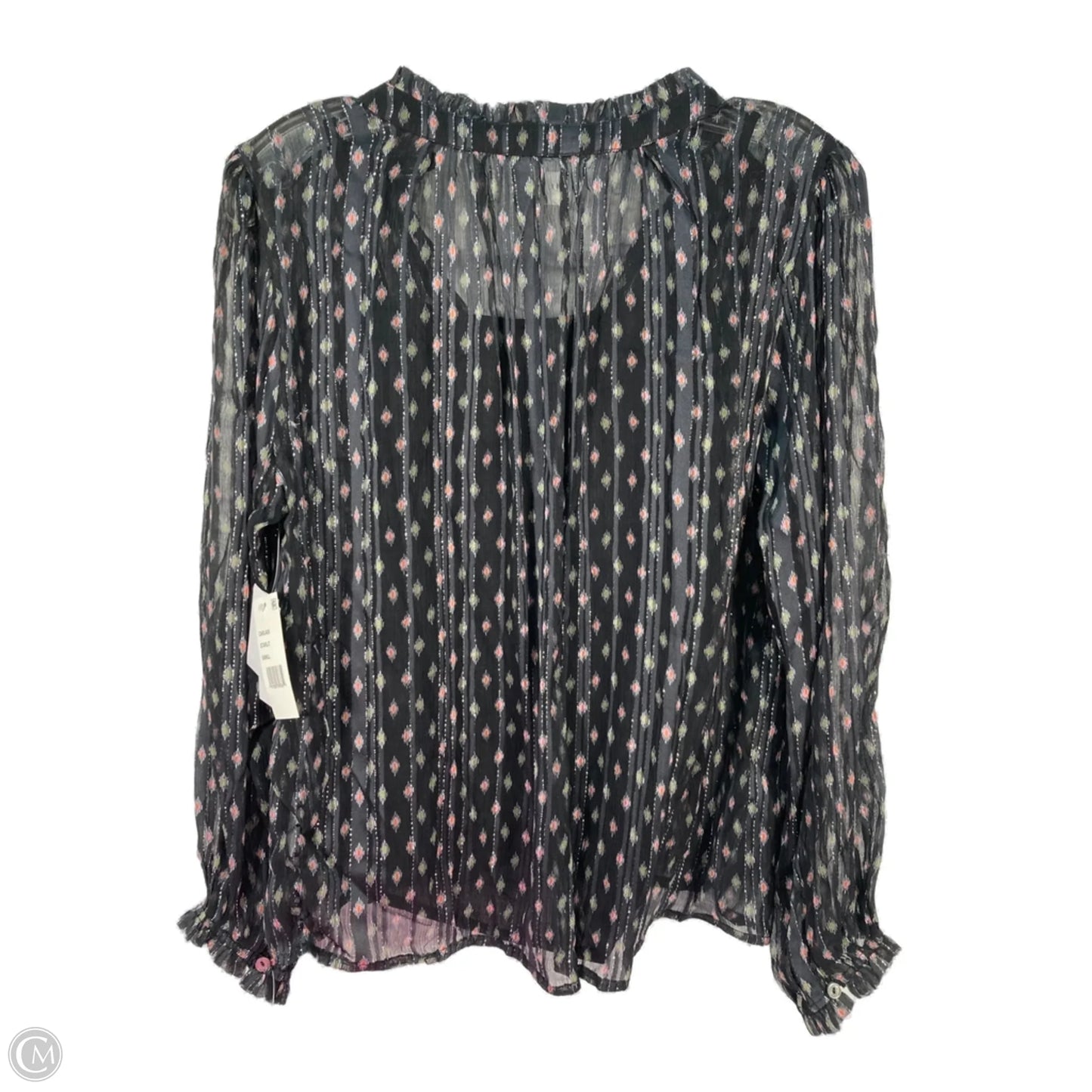 Blouse Long Sleeve By Velvet By Graham & Spencer In Black & Green, Size: S