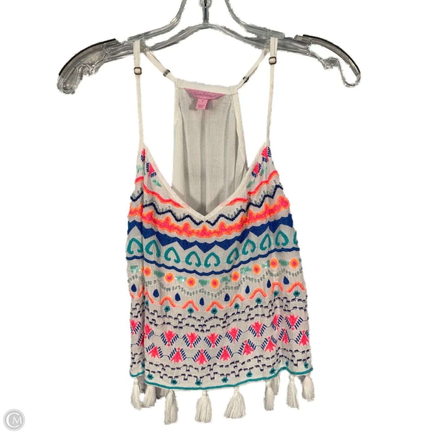 Top Sleeveless Designer By Lilly Pulitzer In Blue & White, Size: S