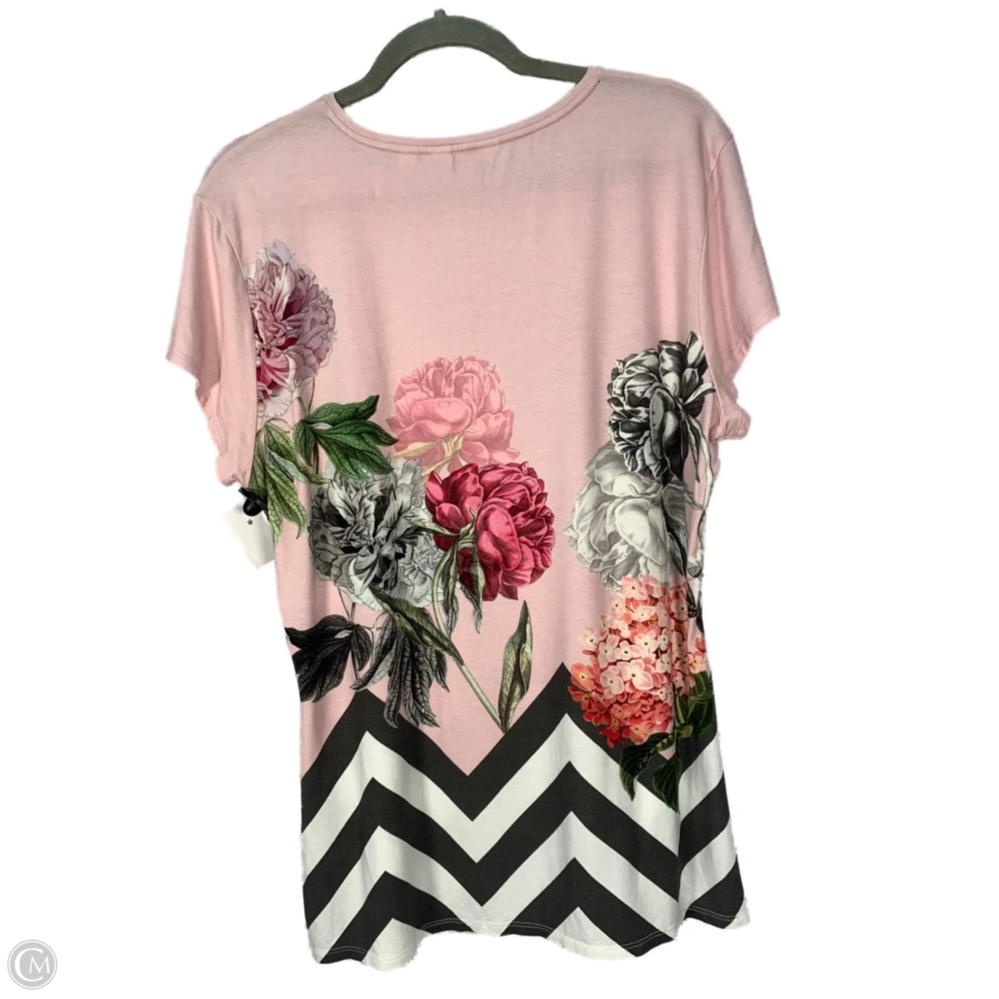Top Short Sleeve By Ted Baker In Grey & Pink, Size: L
