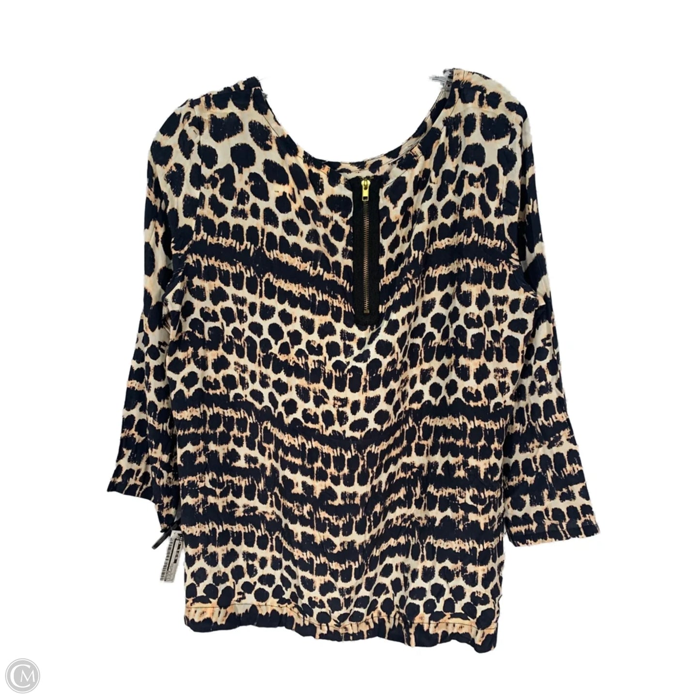 Blouse Long Sleeve By Maeve In Blue & Cream, Size: L