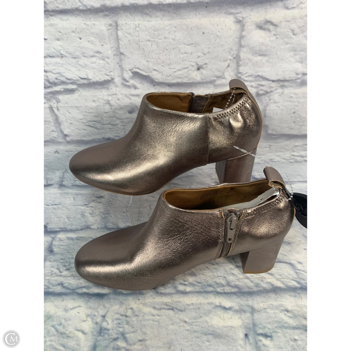 Boots Ankle Heels By Aerosoles In Gold, Size: 7.5