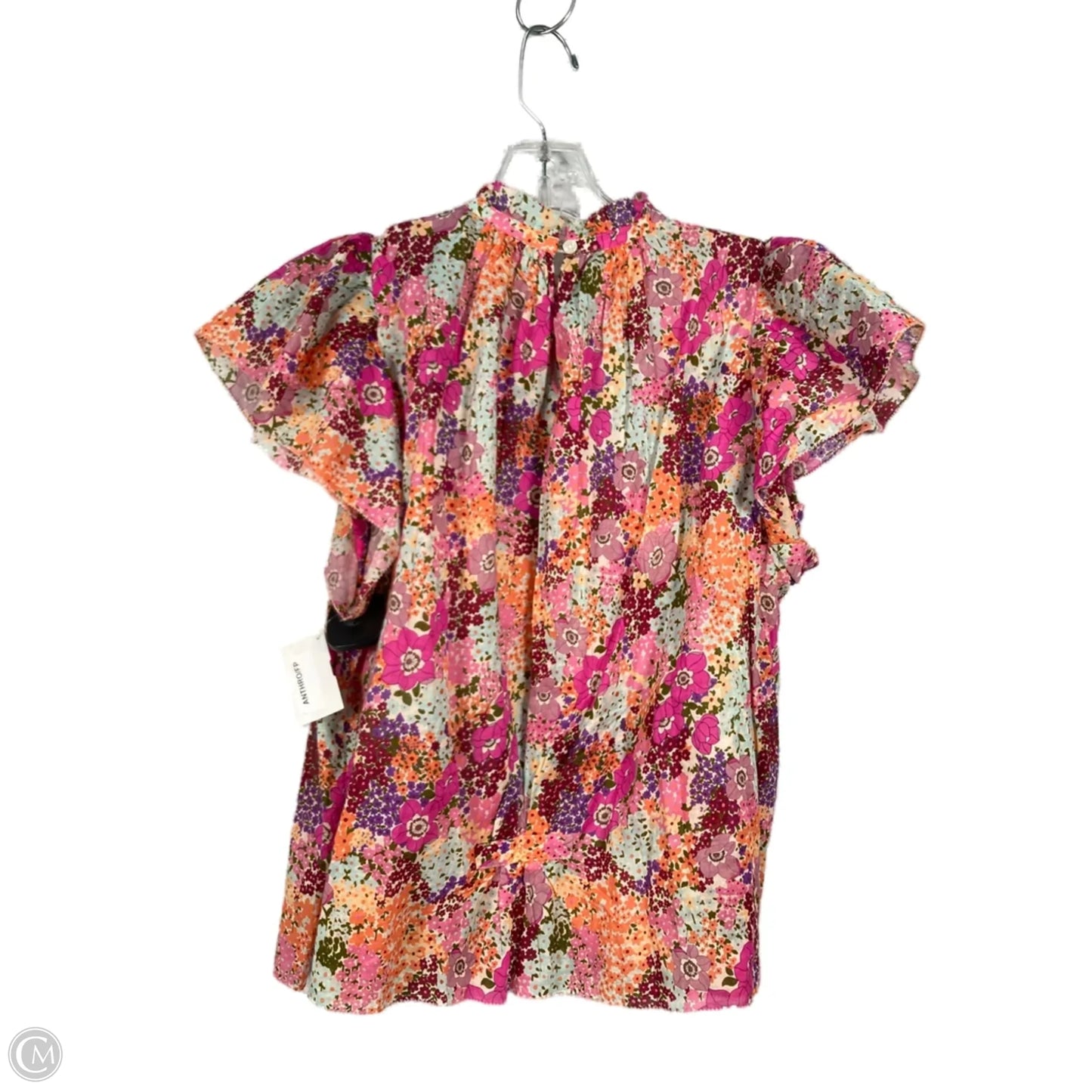 Top Short Sleeve By Anthropologie In Orange & Purple, Size: Xs