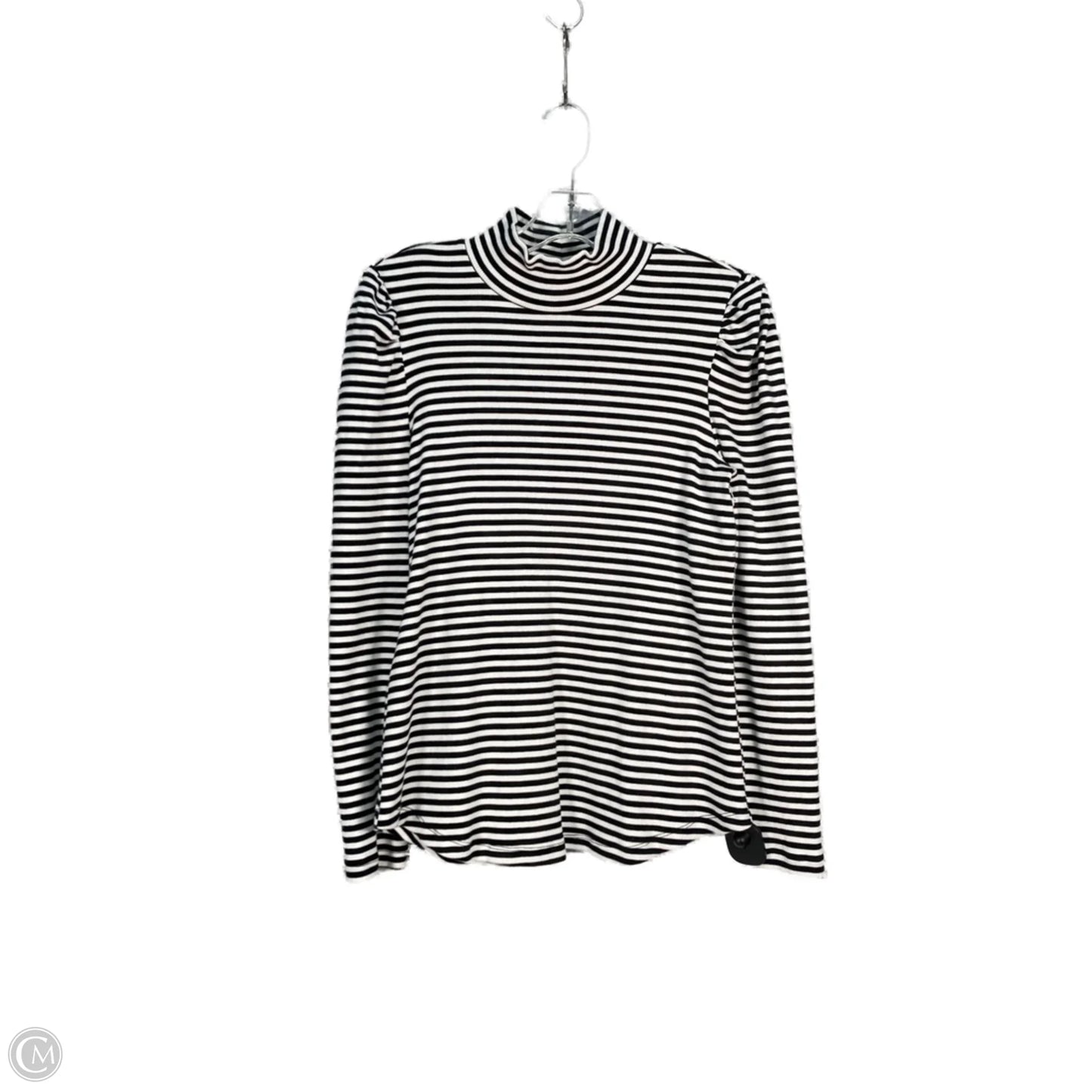 Top Long Sleeve By Chicos In Black & White, Size: M
