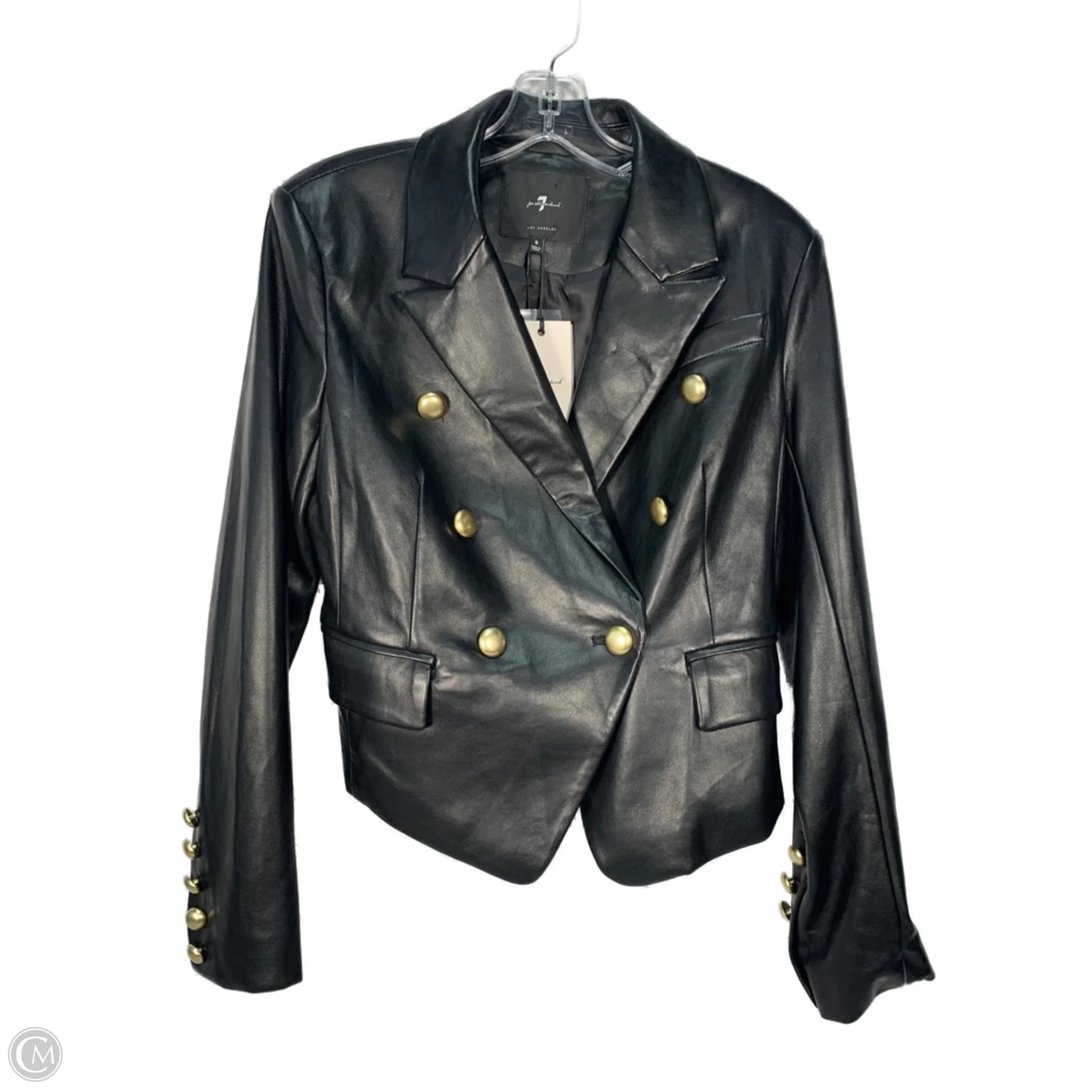 Jacket Moto By 7 For All Mankind In Black & Gold, Size: S