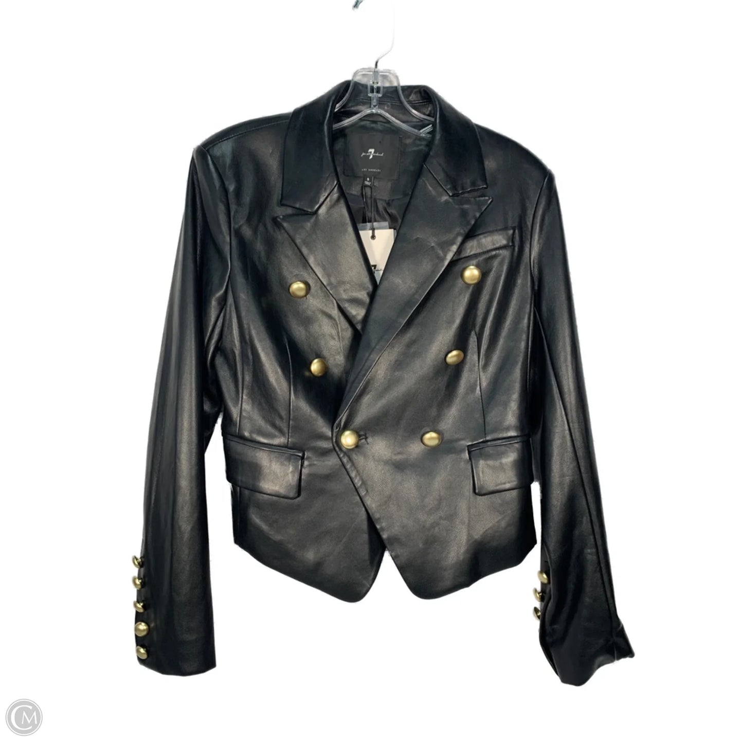 Jacket Moto By 7 For All Mankind In Black & Gold, Size: S