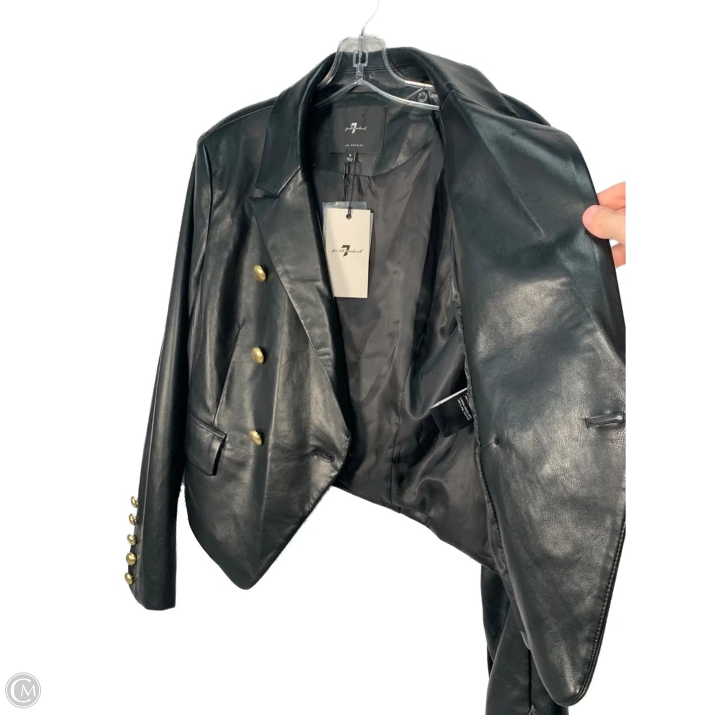 Jacket Moto By 7 For All Mankind In Black & Gold, Size: S