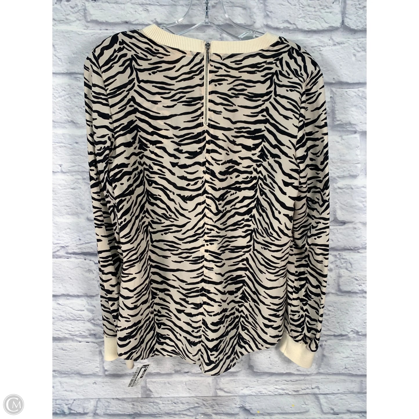 Blouse Long Sleeve By Rebecca Taylor In Black & Cream, Size: S