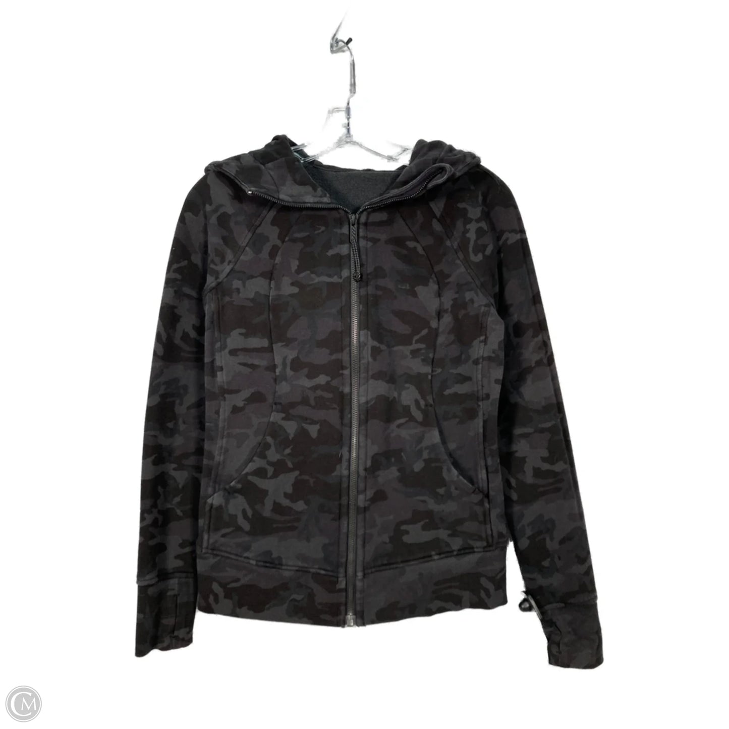 Athletic Jacket By Lululemon In Black & Grey, Size: S