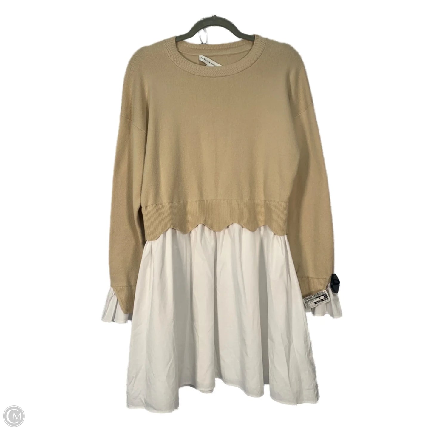 Dress Casual Midi By English Factory In Tan & White, Size: S