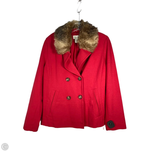 Jacket Moto By Chicos In Red & Tan, Size: M