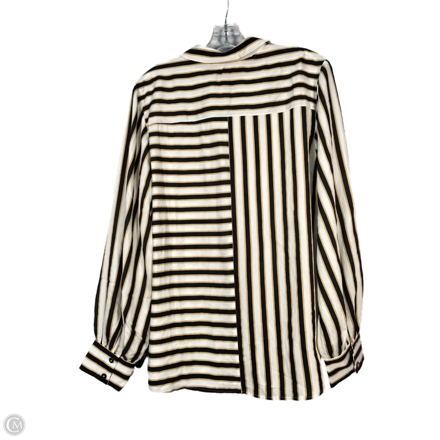 Top Long Sleeve By Maeve In Black & Cream, Size: M