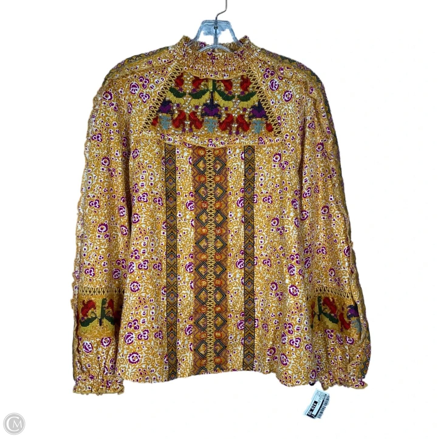 Top Long Sleeve By Maeve In Purple & Yellow, Size: M