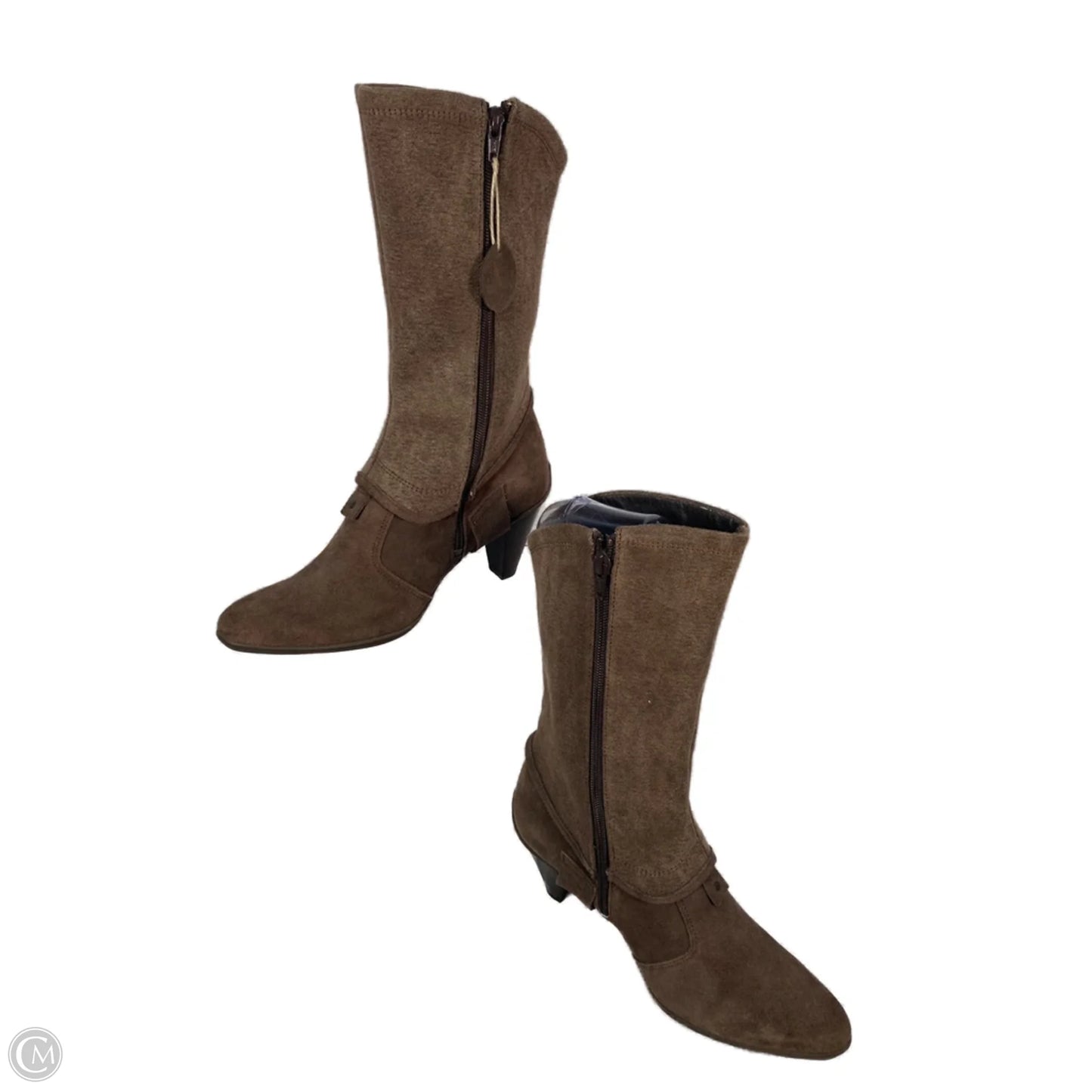Boots Mid-calf Heels By Clothes Mentor In Brown, Size: 8.5