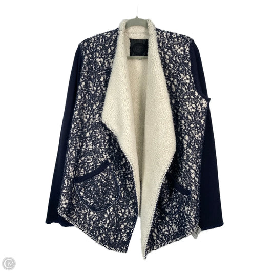 Jacket Faux Fur & Sherpa By Johnny Was In Blue & Cream, Size: M