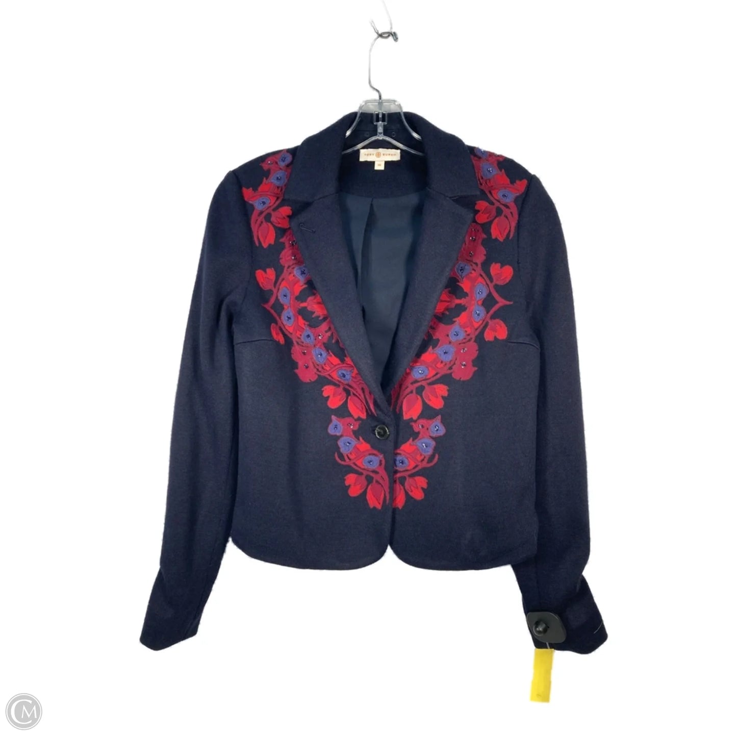 Blazer Designer By Tory Burch In Blue & Red, Size: Xs