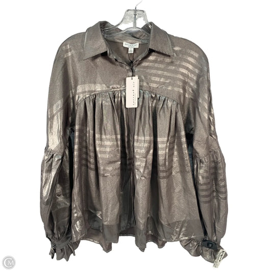 Blouse Long Sleeve By Current Air In Silver, Size: S