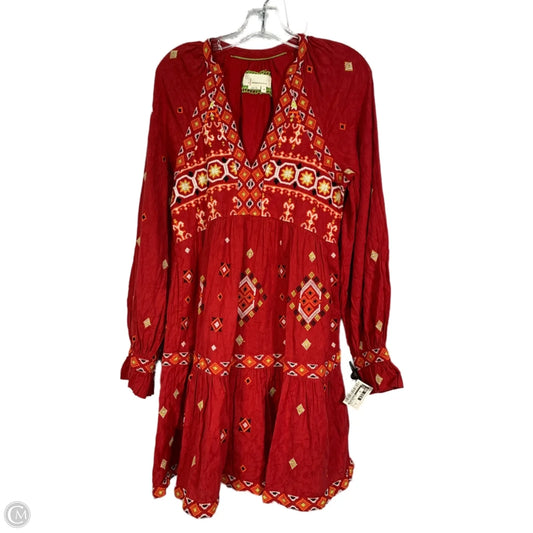 Dress Party Midi By Anthropologie In Orange & Red, Size: Xs