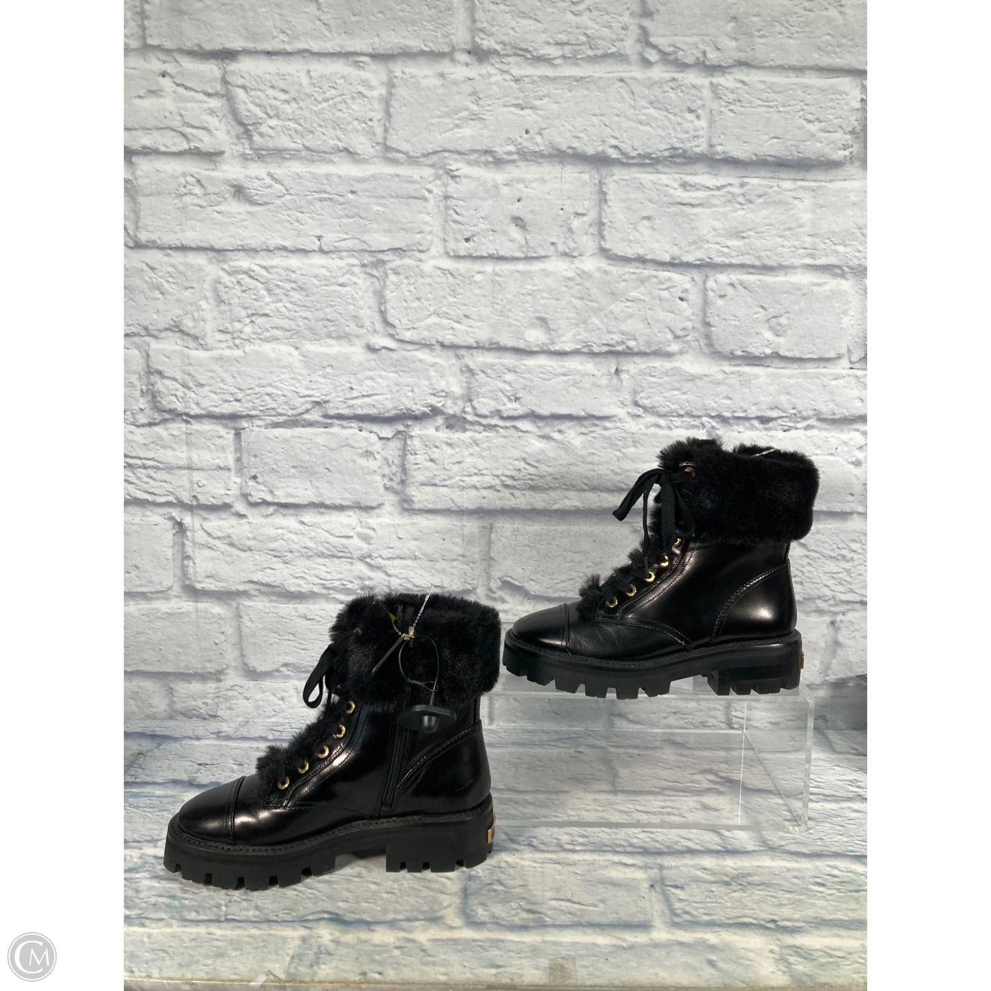 Boots Designer By Kate Spade In Black & Gold, Size: 7
