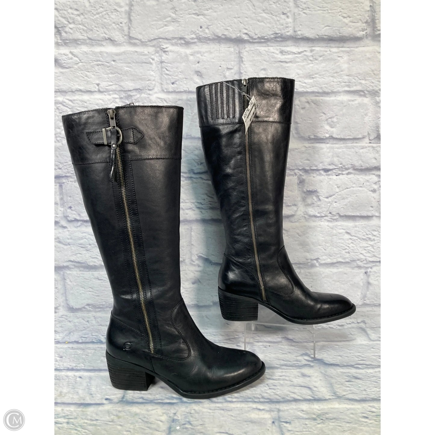 Boots Knee Heels By Born In Black, Size: 9